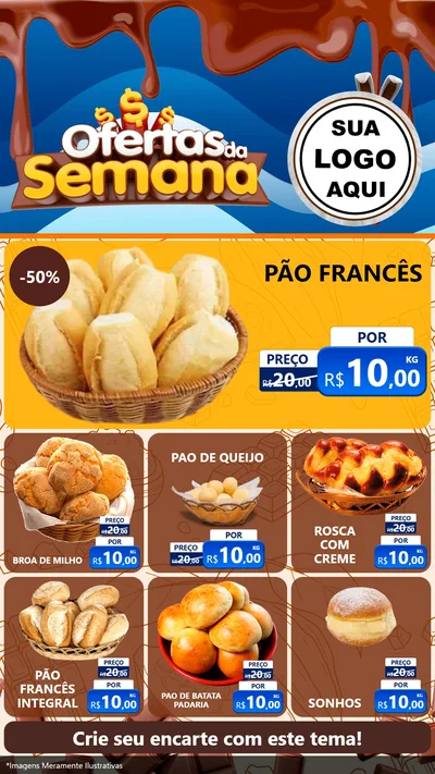 Modelo de Rede Social para Stories com o tema Ofertas da Semana - Páscoa para Padaria