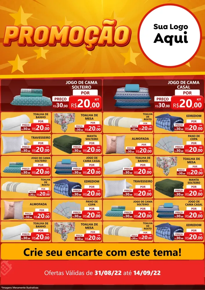 Modelo de Encarte para Encarte A4 Vertical com o tema Promoção para Cama, Mesa e Banho