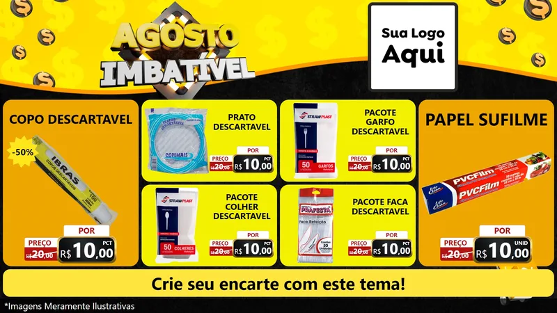 Modelo de TV para TV Horizontal com o tema Agosto Imbatível para Embalagens