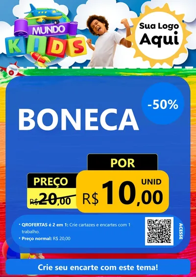 Modelo de Cartaz para Cartaz A4 Vertical com o tema Mundo Kids para Brinquedos