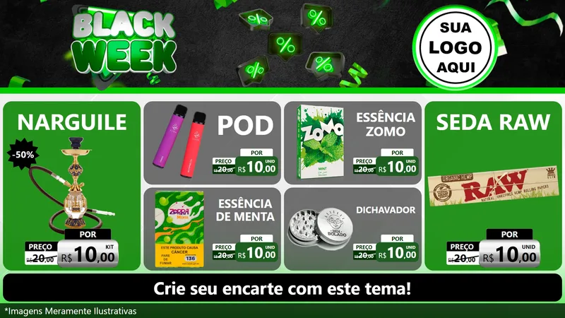 Modelo de TV para TV Horizontal com o tema Black Week para Tabacaria
