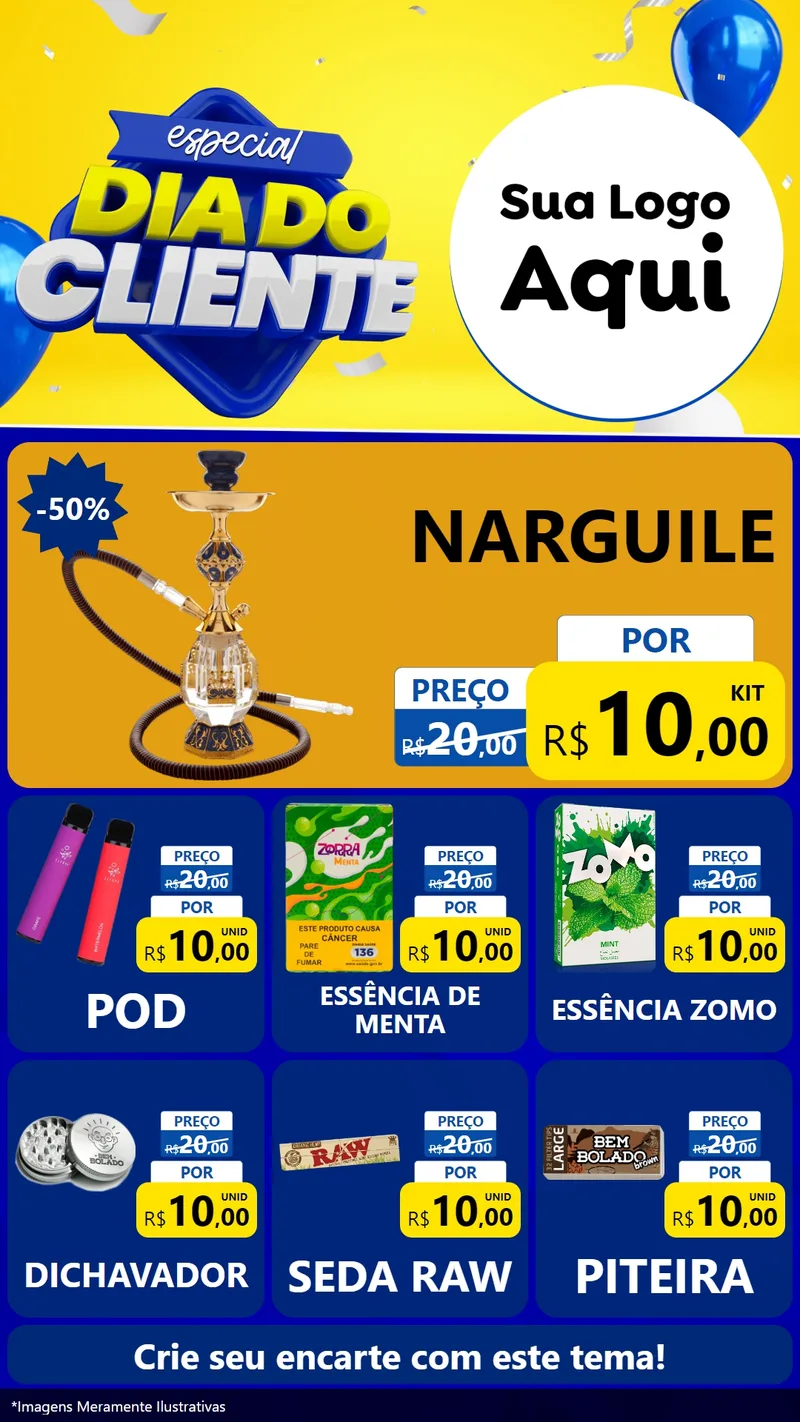 Modelo de Rede Social para Stories com o tema Especial Dia do Cliente para Tabacaria