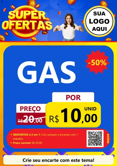 Modelo de Cartaz para Cartaz A4 Vertical com o tema Super Ofertas para Água e gás