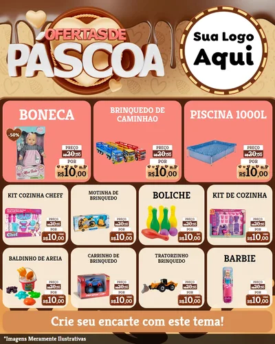 Modelo de Rede Social para Feed Instagram com o tema Ofertas de Páscoa para Brinquedos