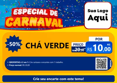 Modelo de Cartaz para Cartaz A4 Horizontal com o tema Especial de Carnaval para Produtos Naturais