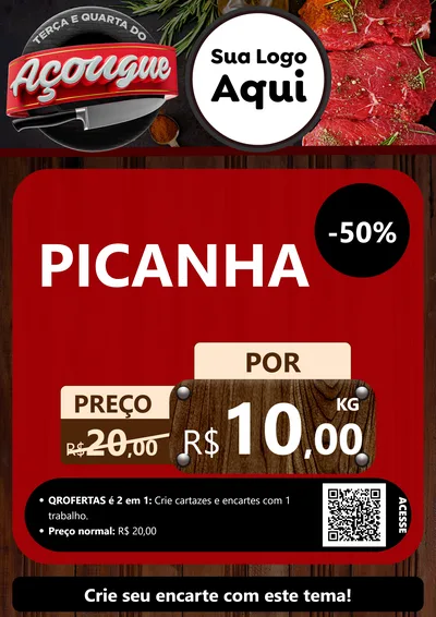 Modelo de Cartaz para Cartaz A4 Vertical com o tema Terça e Quarta do Açougue para Açougue