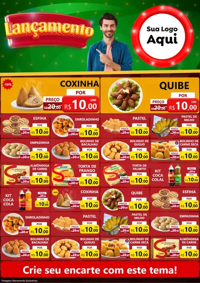 Modelo de Encarte para Encarte A4 Vertical com o tema Lançamento para Salgadaria