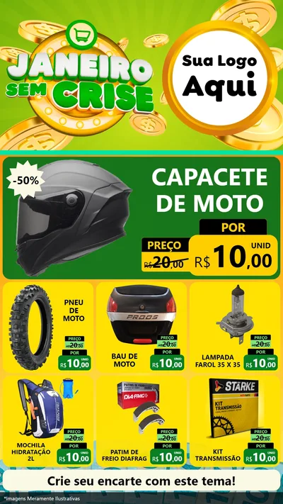 Modelo de Rede Social para Stories com o tema Janeiro Sem Crise para Moto peças