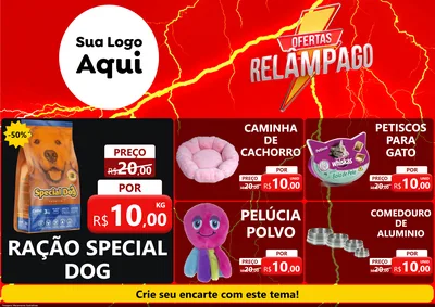 Modelo de Encarte para Encarte A4 Horizontal com o tema Ofertas Relâmpago para Pet Shop