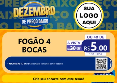 Modelo de Cartaz para Cartaz A4 Horizontal com o tema Dezembro de Preço Baixo para Móveis e Eletro