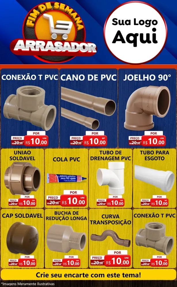 Modelo de Encarte para Encarte Grande com o tema Fim De Semana Arrasador para Tubos e conexões