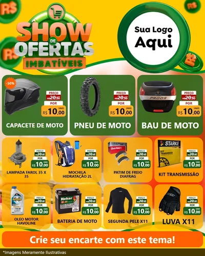 Modelo de Rede Social para Feed Instagram com o tema Show de Ofertas Imbatíveis para Moto peças