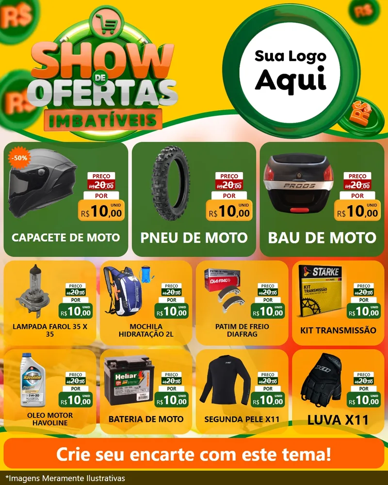 Modelo de Rede Social para Feed Instagram com o tema Show de Ofertas Imbatíveis para Moto peças