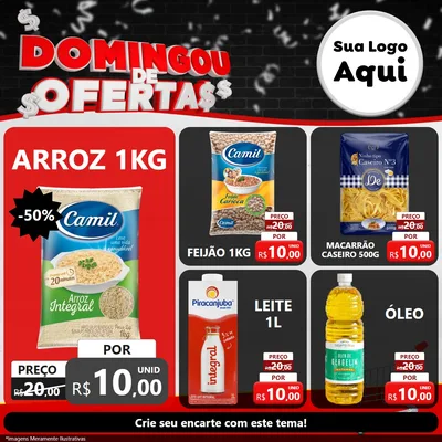Modelo de Rede Social para Feed Facebook com o tema Domingou de Ofertas para Supermercado