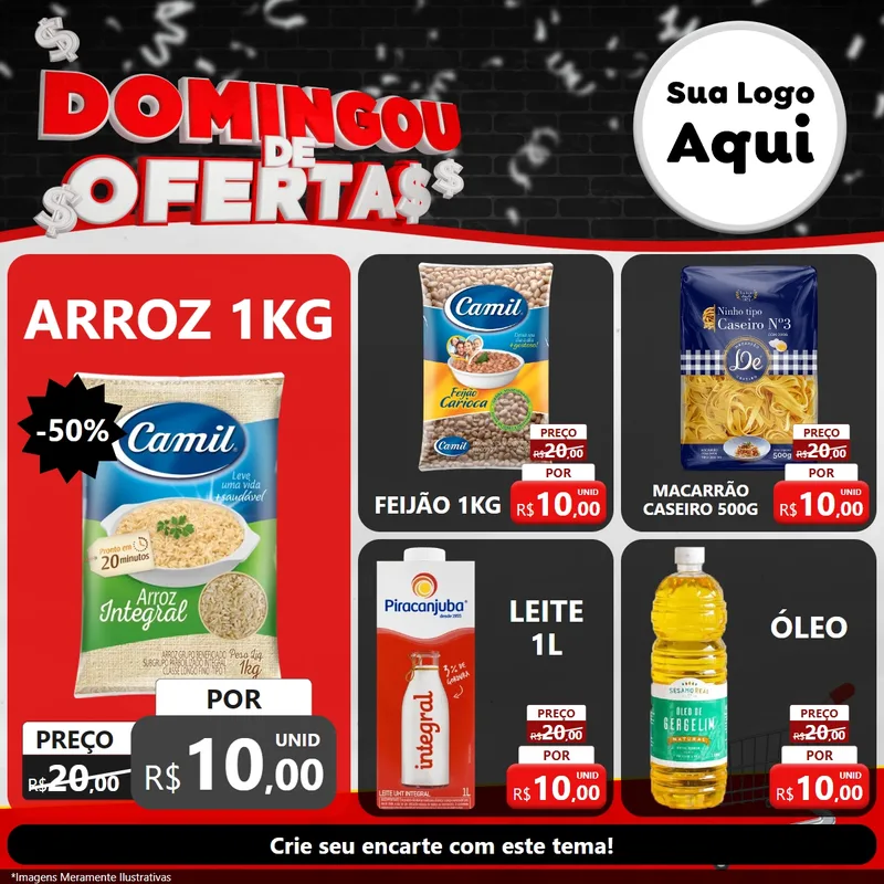 Modelo de Rede Social para Feed Facebook com o tema Domingou de Ofertas para Supermercado