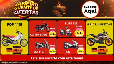 Modelo de TV para TV Horizontal com o tema Janeiro Quente de Ofertas para Concessionaria de Motos