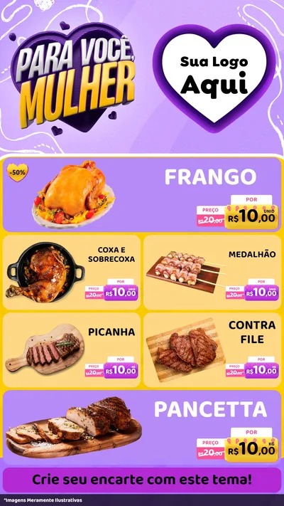 Modelo de TV para TV Vertical com o tema Para Você, Mulher para Assados