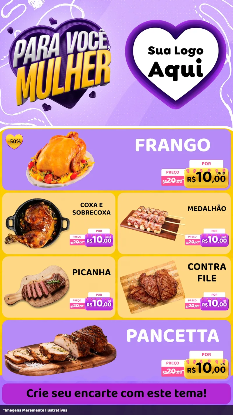 Modelo de TV para TV Vertical com o tema Para Você, Mulher para Assados