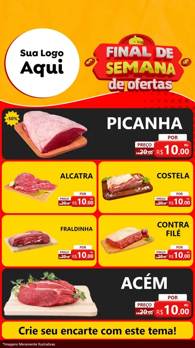 Modelo de TV para TV Vertical com o tema Final de Semana de Ofertas para Açougue