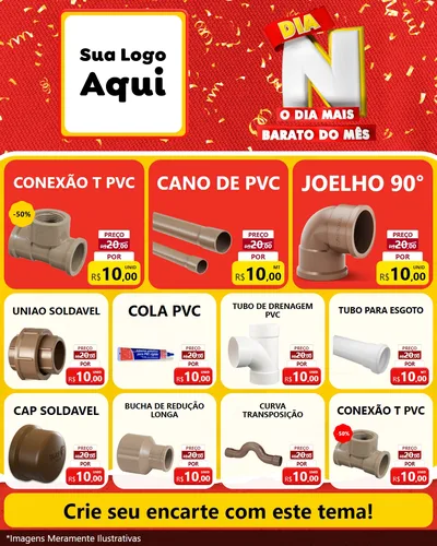 Modelo de Rede Social para Feed Instagram com o tema Dia N o Dia Mais Barato do Mês para Tubos e conexões
