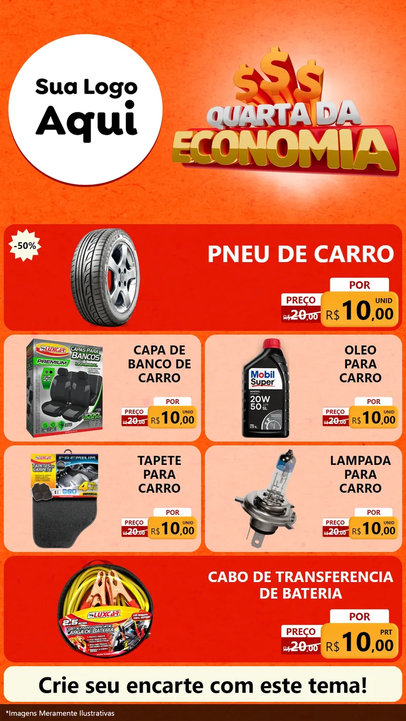 Modelo de TV para TV Vertical com o tema Quarta da Economia para Auto peças