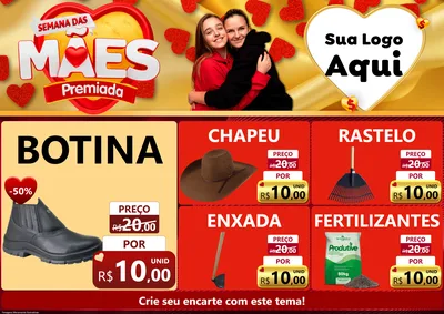 Modelo de Encarte para Encarte A4 Horizontal com o tema Semana das Mães Premiada para Agropecuária