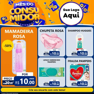 Modelo de Rede Social para Feed Facebook com o tema Mês do Consumidor para Bebês