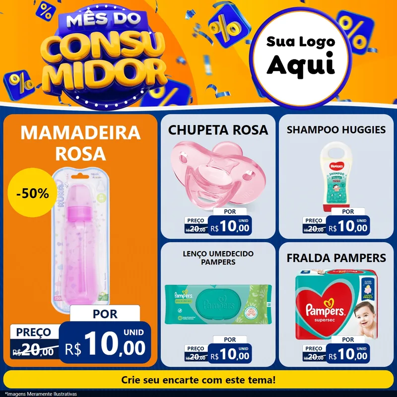 Modelo de Rede Social para Feed Facebook com o tema Mês do Consumidor para Bebês