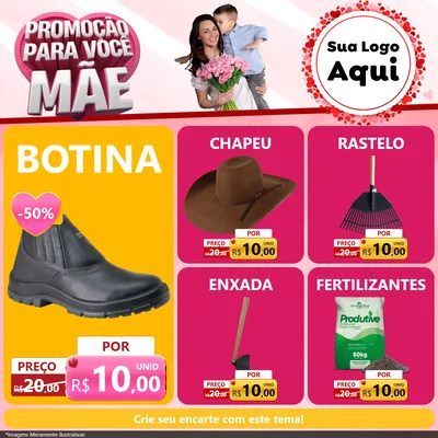 Modelo de Rede Social para Feed Facebook com o tema Promoção Para Você Mãe para Agropecuária