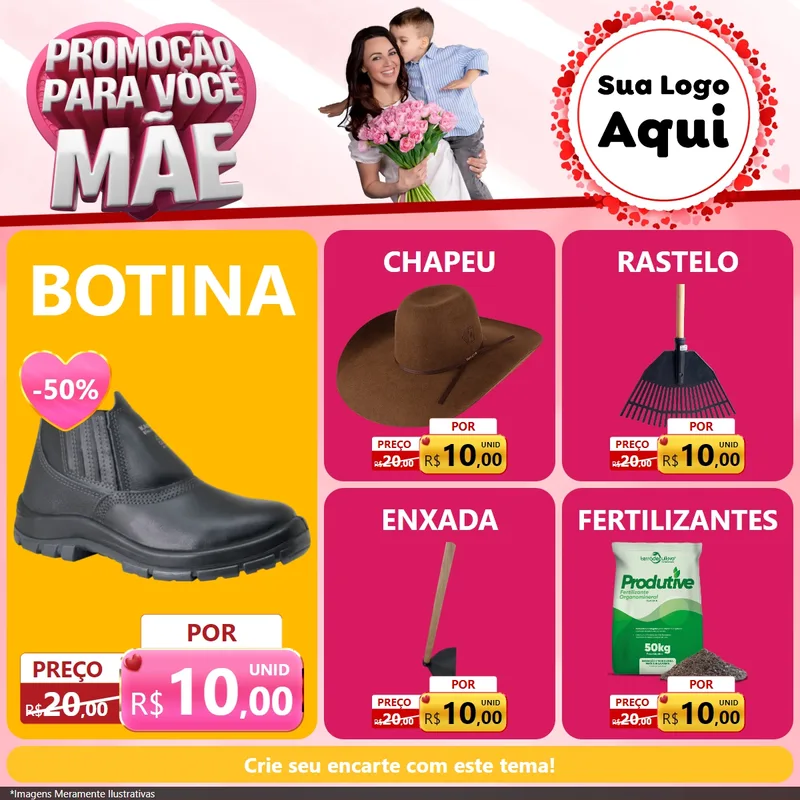 Modelo de Rede Social para Feed Facebook com o tema Promoção Para Você Mãe para Agropecuária