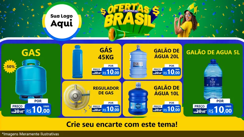 Modelo de TV para TV Horizontal com o tema Ofertas Semana do Brasil para Água e gás
