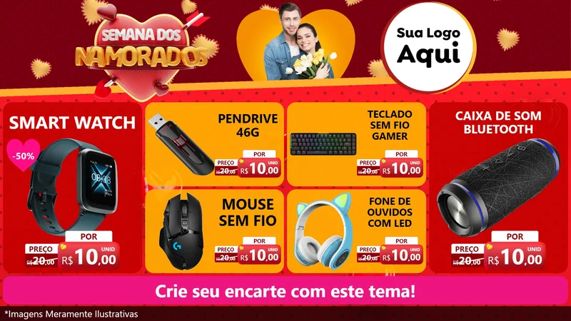 Modelo de TV para TV Horizontal com o tema Semana dos Namorados para Informática