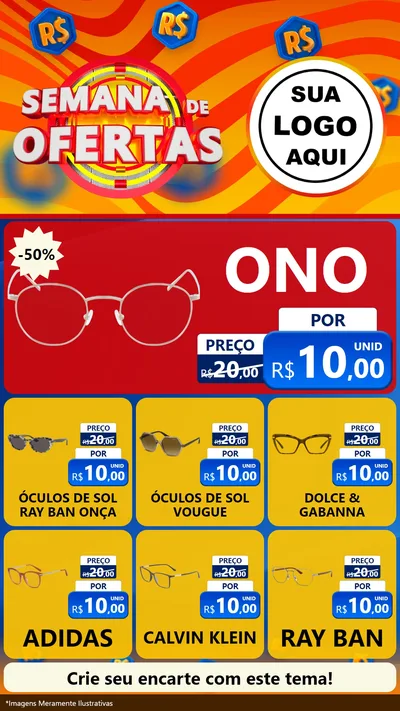 Modelo de Rede Social para Stories com o tema Semana de Ofertas para Óticas