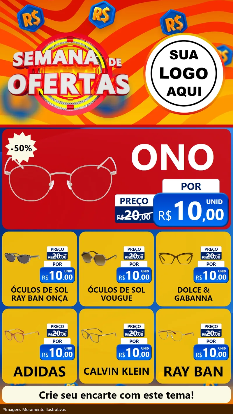 Modelo de Rede Social para Stories com o tema Semana de Ofertas para Óticas