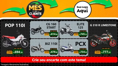 Modelo de TV para TV Horizontal com o tema Mês do Cliente para Concessionaria de Motos