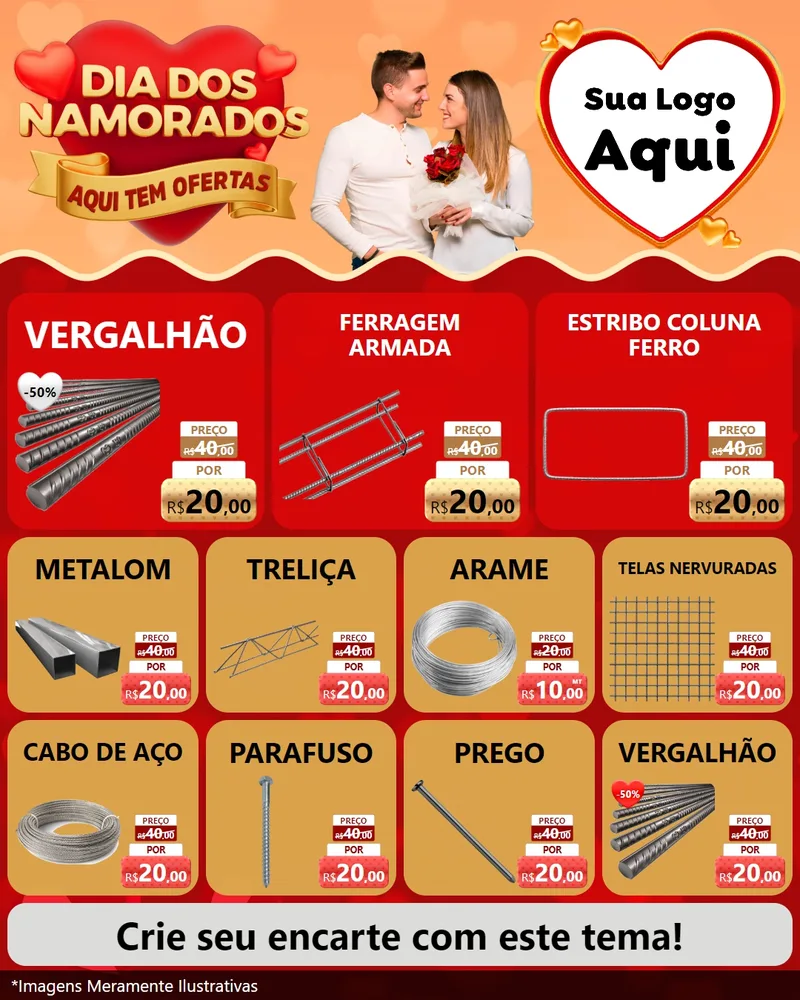 Modelo de Rede Social para Feed Instagram com o tema Dia dos Namorados - Aqui Tem Ofertas para Ferragens