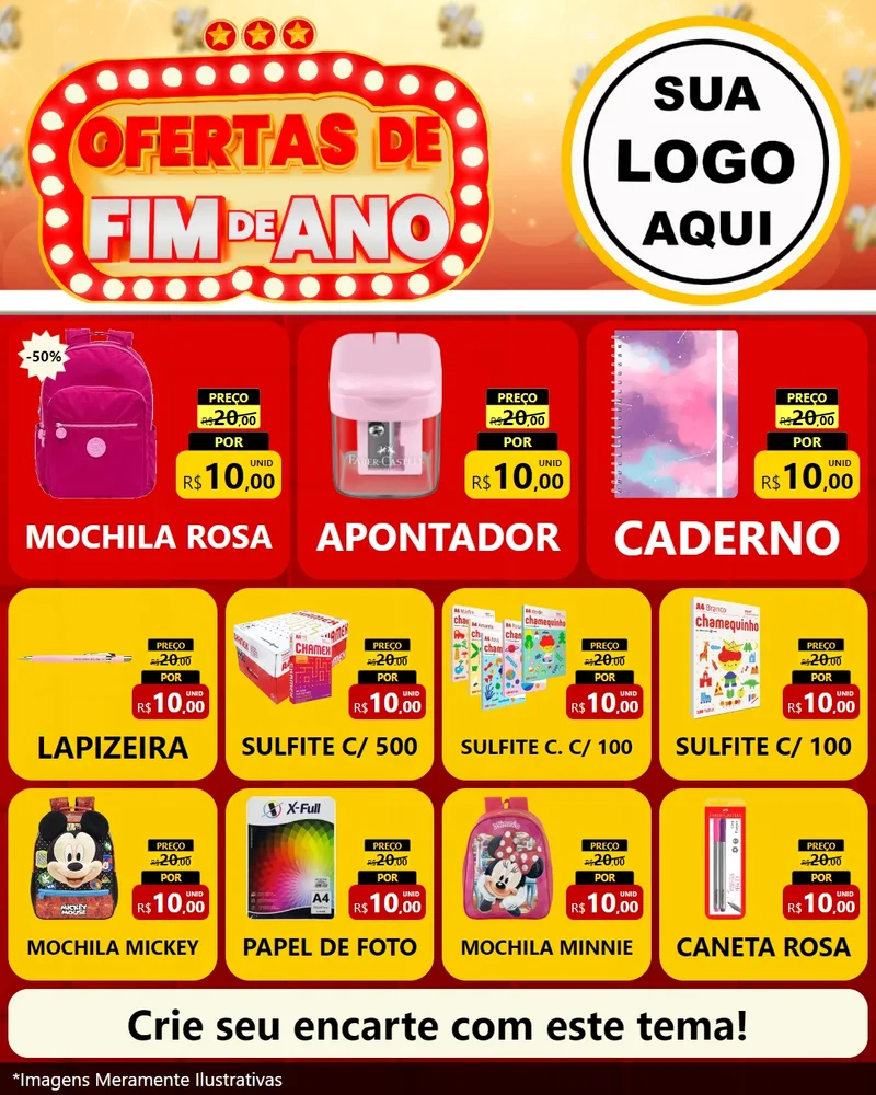 Modelo de Rede Social para Feed Instagram com o tema Ofertas de Fim de Ano para Papelaria