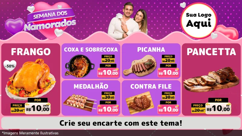 Modelo de TV para TV Horizontal com o tema Semana dos Namorados para Assados
