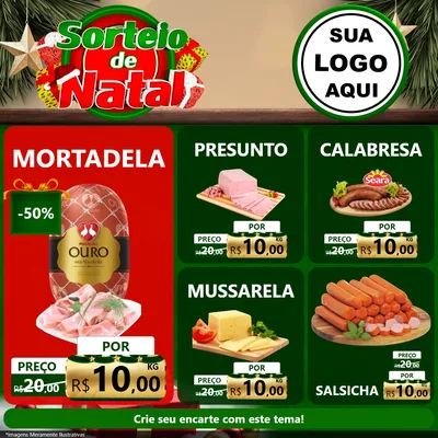 Modelo de Rede Social para Feed Facebook com o tema Sorteio de Natal para Frios e Laticínios