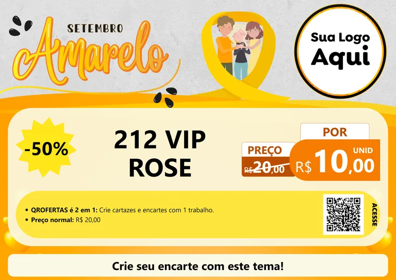 Modelo de Cartaz para Cartaz A4 Horizontal com o tema Setembro Amarelo para Perfumes