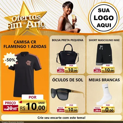 Modelo de Rede Social para Feed Facebook com o tema Ofertas Fim de Ano para Roupas e acessórios
