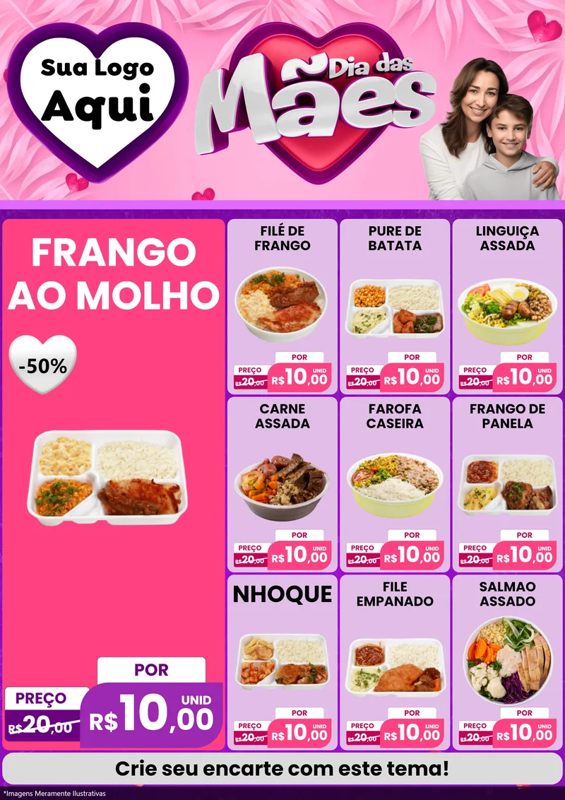 Modelo de Encarte para Encarte A4 Vertical com o tema Dia das Mães para Restaurante