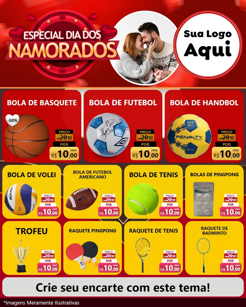 Modelo de Rede Social para Feed Instagram com o tema Especial Dia Dos Namorados para Artigos Esportivos