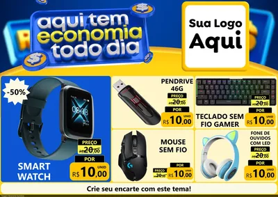 Modelo de Encarte para Encarte A4 Horizontal com o tema Aqui Tem Economia Todo Dia para Informática