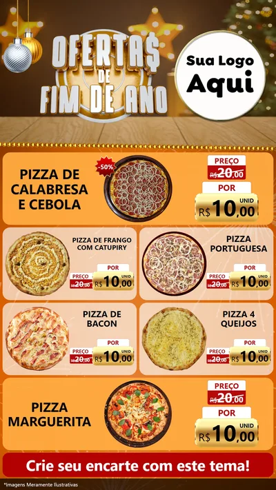 Modelo de TV para TV Vertical com o tema Ofertas de Fim de Ano para Pizzaria