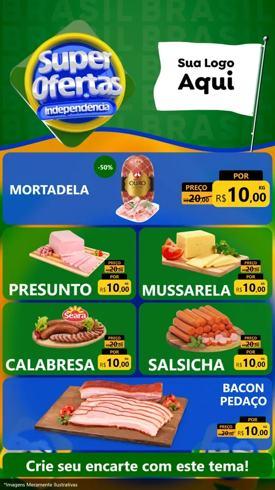 Modelo de TV para TV Vertical com o tema Super Ofertas de Independência para Frios e Laticínios