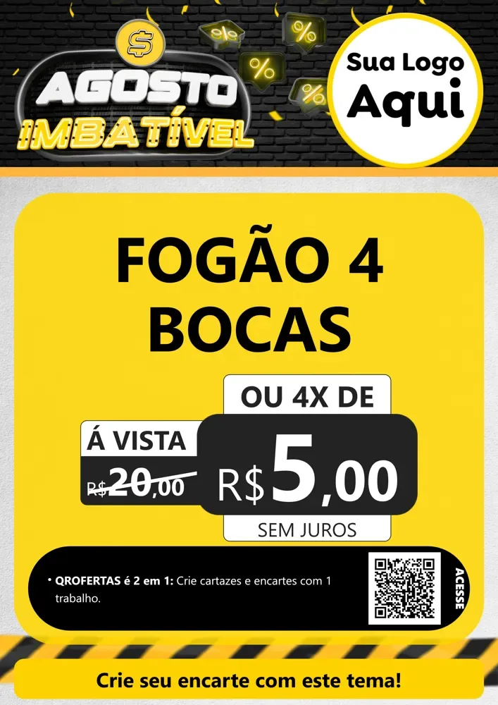Modelo de Cartaz para Cartaz A4 Vertical com o tema Agosto Imbatível para Móveis e Eletro
