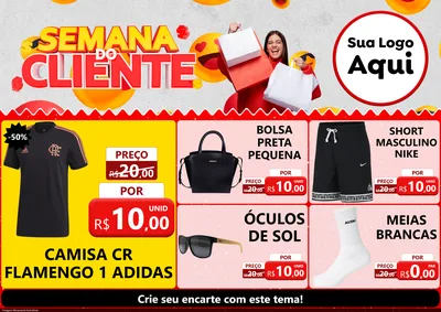 Modelo de Encarte para Encarte A4 Horizontal com o tema Semana do Cliente para Roupas e acessórios