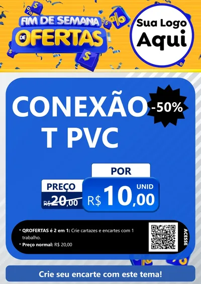 Modelo de Cartaz para Cartaz A4 Vertical com o tema Fim de Semana de Ofertas para Tubos e conexões