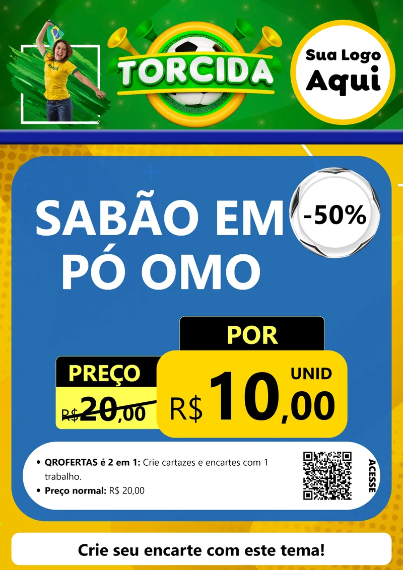 Modelo de Cartaz para Cartaz A4 Vertical com o tema Torcida para Produtos de Limpeza